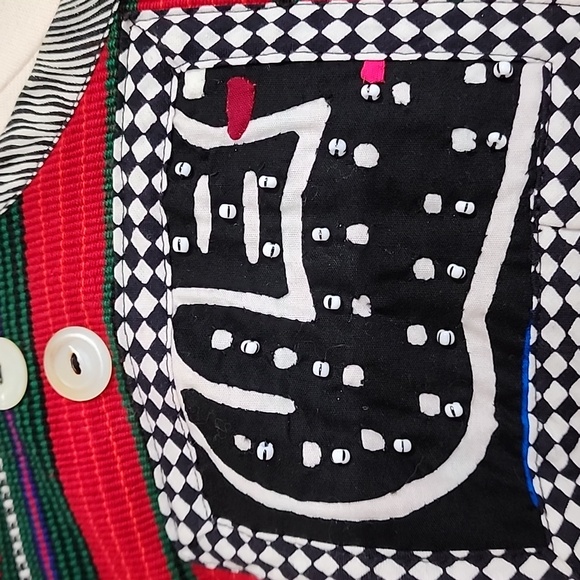 Art to Wear Upcycled Long Line Jacket Colorful Vintage Lagenlook Women's size M - Picture 2 of 16